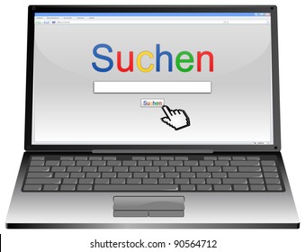Laptop with Internet Search engine browser window