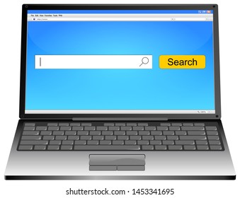 Laptop with internet web search engine - 3D illustration