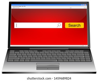 Laptop with internet web search engine - 3D illustration