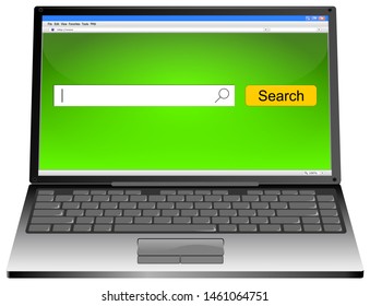Laptop with internet web search engine - 3D illustration