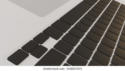 Laptop keyboard perspective. 3d rendering.