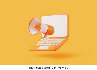 Laptop and megaphone symbolizing digital advertising, online promotion, and communication in modern marketing campaigns. 3D render illustration - Powered by Shutterstock