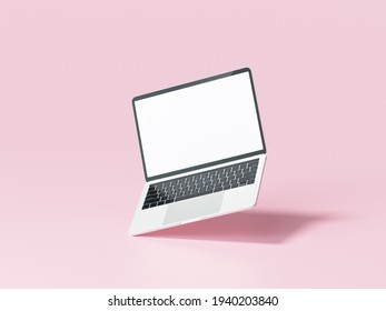 Laptop Mockup With Blank White Screen For Your Design. 3d Render Illustration