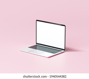 Laptop Mockup With Blank White Screen For Your Design. 3d Render Illustration