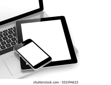 Laptop, Phone And Tablet Pc.