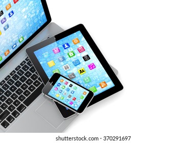 Laptop, Phone And Tablet Pc.