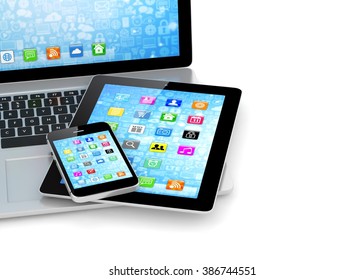 Laptop Phone Tablet Pc Electronic Devices Stock Illustration 119049496 ...