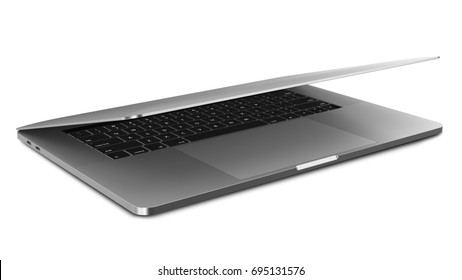 Laptop Silver With A Closed Screen Cover- Isolated On White - High Detailed, 3D Illustration,