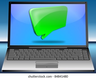 Laptop with speech bubble
