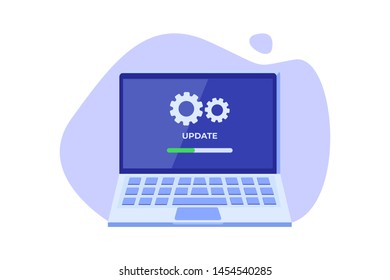 Laptop System update flat style concept.  illustration