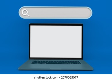 Laptop Website With Blue Background 3D Rendering