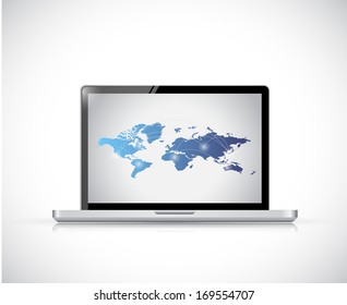 Laptop World Map Illustration Design Over Stock Illustration 169554707