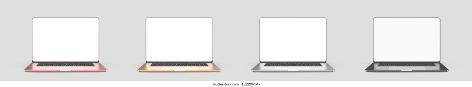 Laptops template isolated on white background. Mockup. 3d illustration.