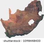 Large (27 MP) satellite image of South Africa with internal (provinces) borders. Country photo from space. Isolated imagery of South Africa. Elements of this image furnished by NASA.