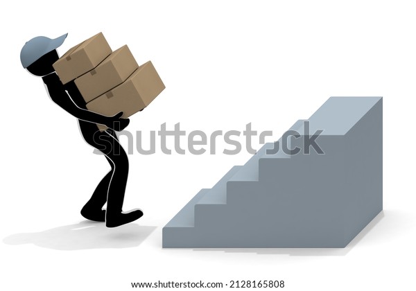 A large amount of luggage. Deliver the goods.\
Defeat your luggage. I will do my best to deliver it. A person who\
goes up the stairs. 3D\
rendering