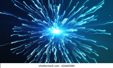 A Large Blue Explosion Particles Under A Microscope