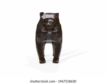 Large brown bear walking on an isolated white background. 3d rendering