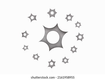 A Large Bullet Hole Icon In The Middle, Surrounded By A Small Bullet Icon.