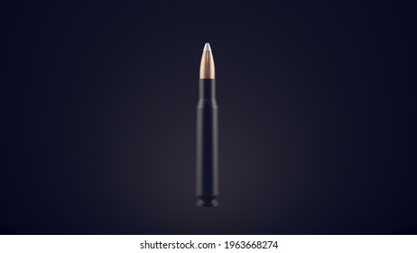 Large Calibre Bullet 50mm Round with Dark Background 3d illustration render
