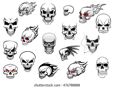 Large Collection Halloween Horror Skulls Design Stock Illustration ...