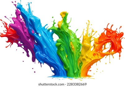 Large colorful splash of multicolored paint that scatters in different directions. Rainbow colored liquid explosion illustration, isolated on white background. - Powered by Shutterstock