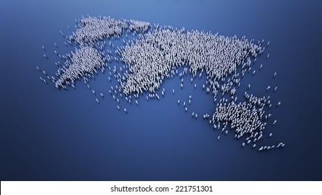 Large Crowd Of People Forming A World Map