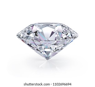 Large Diamond Jewel. 3d Image. White Background.