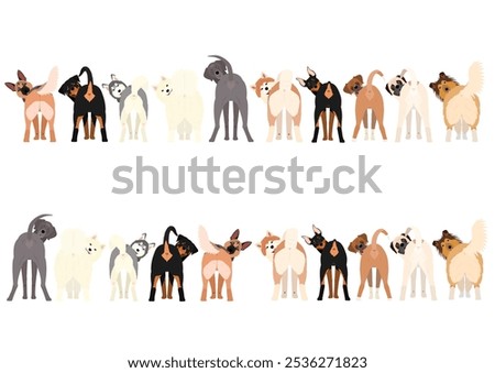 large dogs looking back in a row bundle