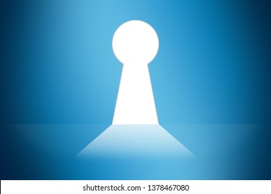 Large doors in the form keyhole blue background