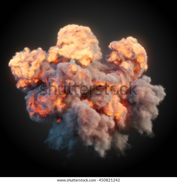 暗い3dレンダリングで黒い煙を持つ大きな爆発 のイラスト素材