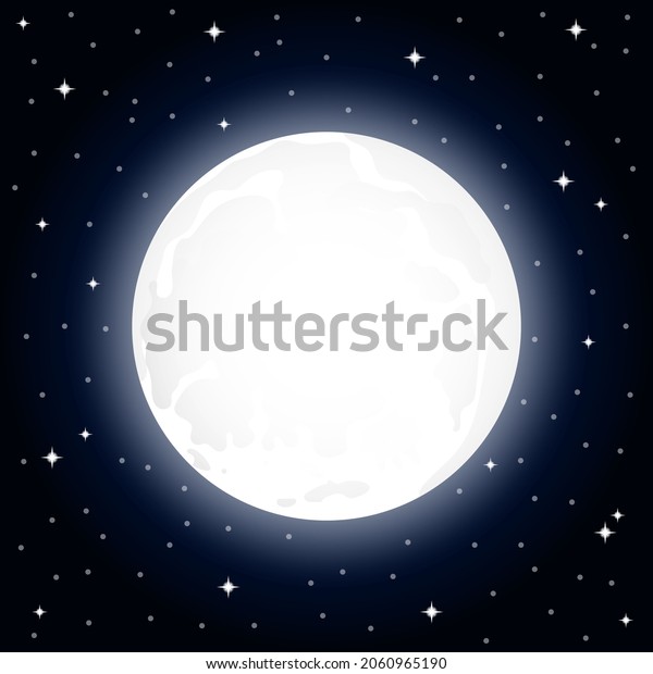 Large full moon and\
starry sky at night\
