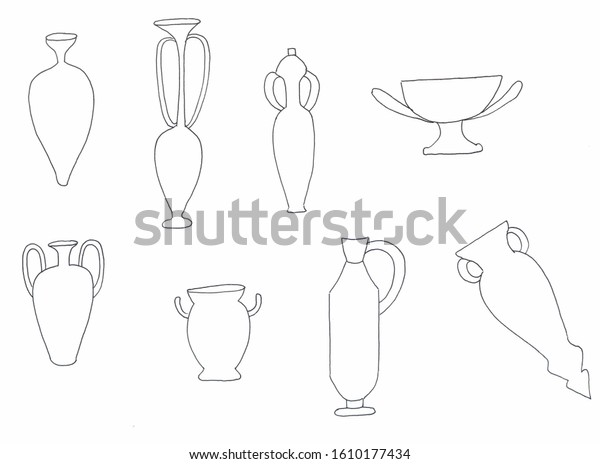 Large Graphic Black White Collection Sketches Stock Illustration