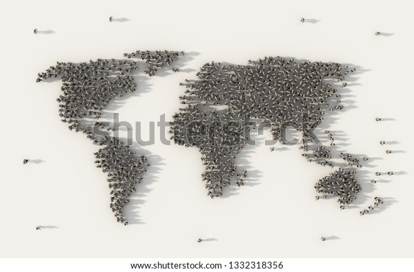 Large Group People Forming World Map Stock Illustration 1332318356