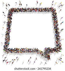 Large Group Of People Gathered Together In The Shape Of A Square Speech Bubble