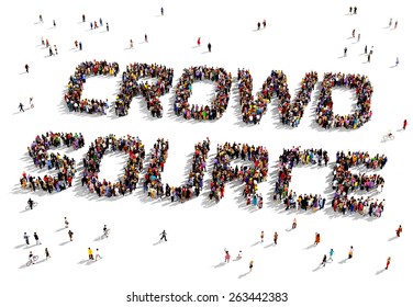 Large Group Of People Seen From Above Gathered Together To Form Out The Text 