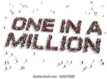 Large Group Of People Seen From Above Gathered Together To Shape The Text 