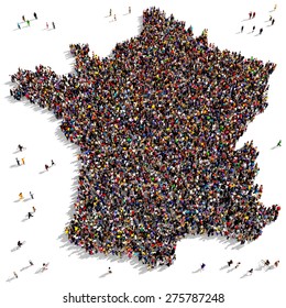 Large Group Of People Seen From Above Gathered Together In The Shape Of France