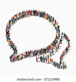 Large Group People Shape Chat Bubble Stock Vector (Royalty Free) 370044929