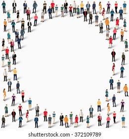 Large Group Of People In The Shape Of  Circle . 