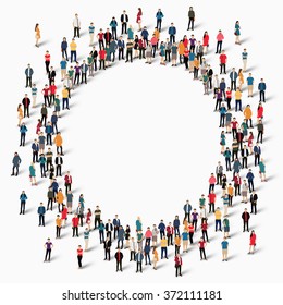 Large Group Of People In The Shape Of  Circle . 