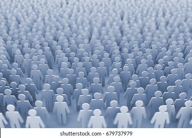 Large Group Of Stick Figure People. 3D Rendering