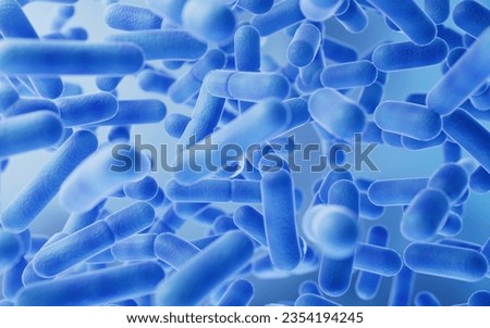 Large groups of germs with blue background, 3d rendering. Digital drawing.