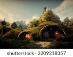 Large Hobbit House - Fantasy Setting - Digital Art