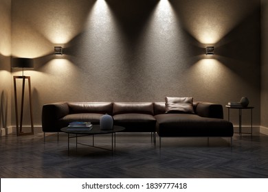 Large Luxury Modern Bright Interiors Living Room Mockup Illustration 3D Rendering Computer Digitally Generated Image