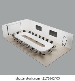 Large Meeting Room. Office Interior. 3D Illustration.