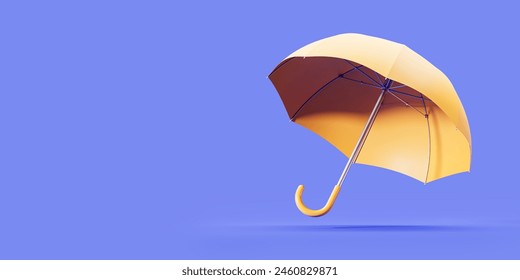 Large opened yellow umbrella on copy space empty purple background. Concept of insurance, security, health care and protection. 3D rendering illustration - Powered by Shutterstock