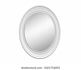 Large Oval White Wood Wall Mirror Isolated On A White Studio Background

3D Illustration
