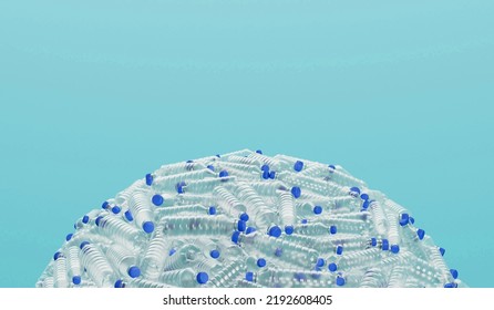 A Large Pile Of Empty Plastic Bottles. Recycling And Environment Concept. 3D Rendering. 3D Illustration