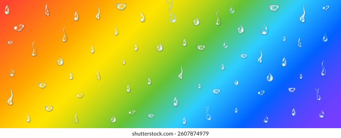 large raindrops on a rainbow background