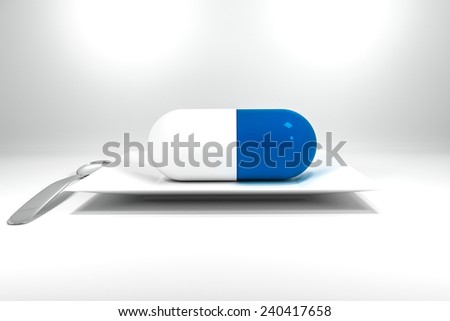 Similar – Image, Stock Photo One omeprazole hard capsule on a blue background